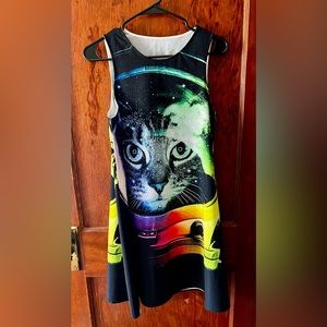 Cute space cat a-line dress.